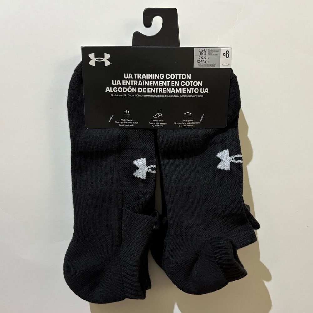 Under Armour UA Training Cotton cushioned No Show Socks 6 pack
